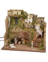 Illuminated nativity scene complete with Landi statues with