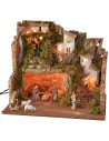 Illuminated nativity scene complete with Landi statues with