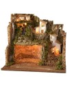 Presepe illuminato con cascata cm 45x30x37,5 h Mondo Presepi