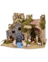 Illuminated nativity scene complete with Landi statues with