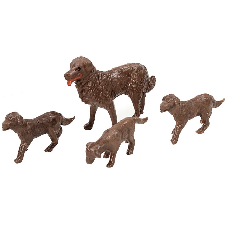 Famiglia di 4 cani per statue cm 10-12