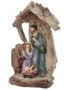 Natività con capanna a tronco in resina cm 12x7x20 h presepe