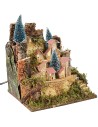 Paesaggio per presepe con casette illuminate cm 25x24x30,5 h