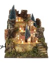 Paesaggio per presepe con casette illuminate cm 25x24x30,5 h