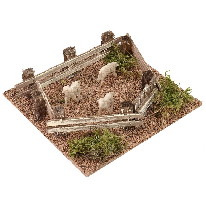 Ovile per pecore con recinto in legno cm 15,5x15,5x4 h Mondo