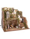 Presepe illuminato con mulino a vento cm 45x30x37,5 h Mondo