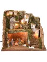 Presepe illuminato con mulino a vento cm 45x30x37,5 h Mondo