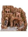 Illuminated nativity scene with waterfall complete with Landi