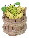 Tinozza in legno con uva bianca cm ø 3,5x4 h Mondo Presepi