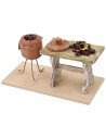 Banco con castagne cm 13x6x7,5 h per statue 12 cm Mondo Presepi