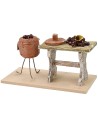 Banco con castagne cm 13x6x7,5 h per statue 12 cm Mondo Presepi