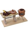 Bench with chestnuts 11.5x5x6.5 cm h for statues 10 cm