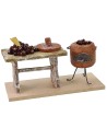 Bench with chestnuts 11.5x5x6.5 cm h for statues 10 cm