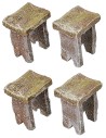 Wooden game table with 4 stools for statues 10 cm