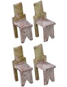 Wooden table with 4 chairs for statues 10 cm
