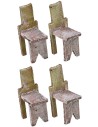 Wooden table with 4 chairs for statues 10 cm