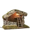 Illuminated hut with staircase and barn cm 33x18,5x25 h