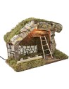 Illuminated hut with staircase and barn cm 33x18,5x25 h