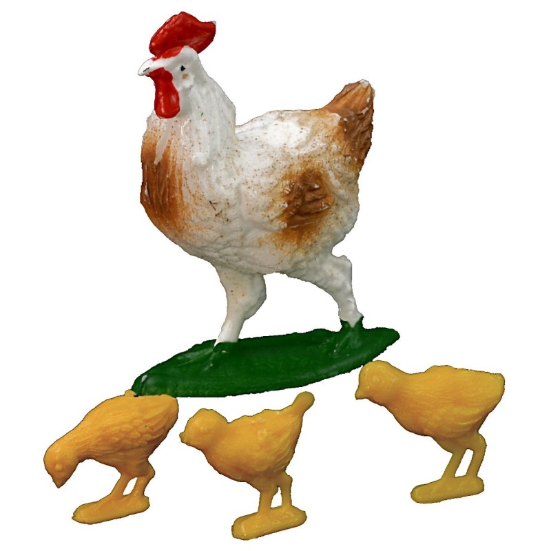 Set gallina e 3 pulcini serie Oliver per statue 10 cm Mondo