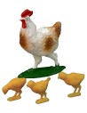 Set gallina e 3 pulcini serie Oliver per statue 10 cm Mondo