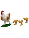 Set gallina e 3 pulcini serie Oliver per statue 10 cm Mondo