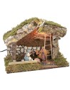 Hut with light complete with Nativity series 10 cm Landi