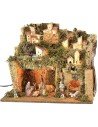 Presepe illuminato cm 45x30x37,5 h completo di statue serie