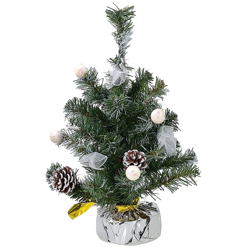 Albero di Natale innevato 45 cm con base decorato Mondo Presepi