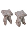 Table with 2 wooden stools for Nativity scene for statues 6-8 cm