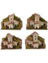 Set 4 gruppi di casette per presepe cm 10x6x8 h. Mondo Presepi