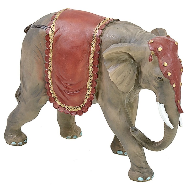 Elefante adornado en resina cm 27,5x9x21 h Mundo