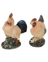 Rooster and hen resin set cm 5x3x6,5 h