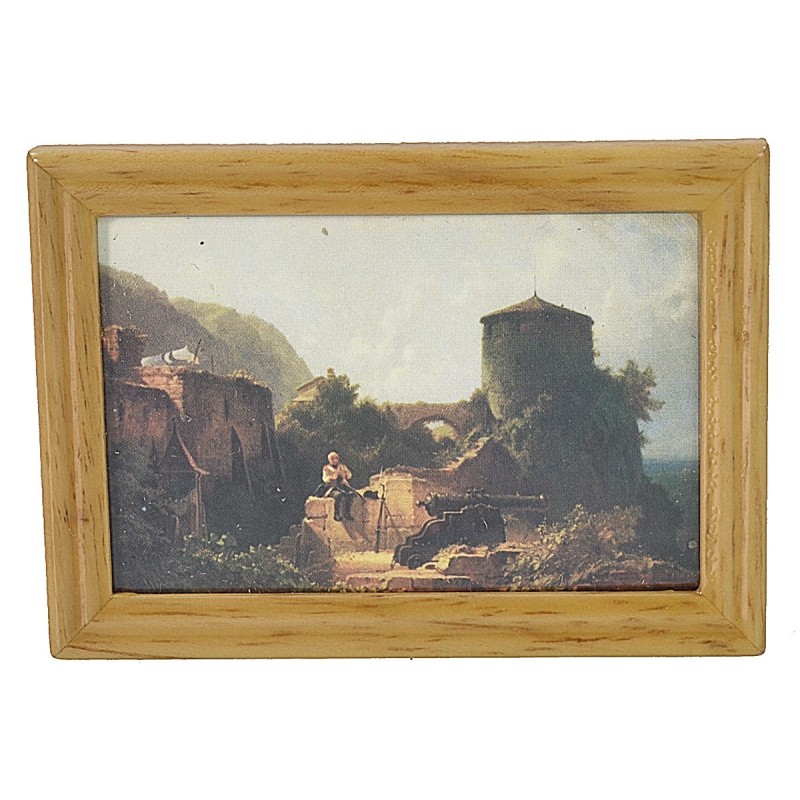 Quadro con paesaggio di campagna 7,2x5,2 cm Mondo Presepi