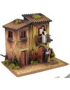 Borgo illuminato per presepe con doppio movimento cm 40x30x35 h