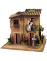 Borgo illuminato per presepe con doppio movimento cm 40x30x35 h