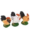 Set con galli e galline in resina per statue da 8-10 cm