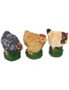 Set con galli e galline in resina per statue da 8-10 cm