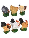 Set con galli e galline in resina per statue da 8-10 cm