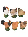 Set 6 gallinacei in resina per statue da 12 cm Mondo Presepi