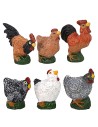 Set of 6 resin gallinaceous for 12 cm statues