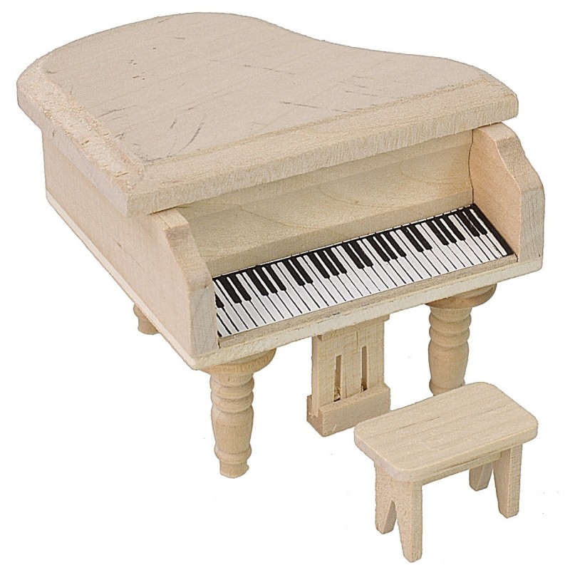 Pianoforte in legno con sgabello cm 6,5x5,5x6,5 h Mondo Presepi