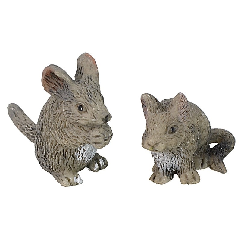 Set of 2 gray resin mice cm 1,5x3x2,5 h