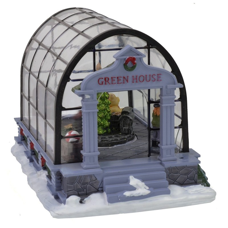 Greenhouse with Christmas setting and Santa's sleigh