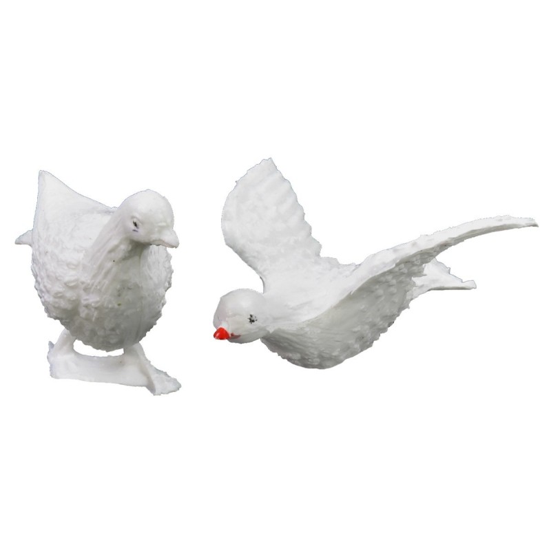 Conjunto de 2 palomas de plástico para belén Mondo