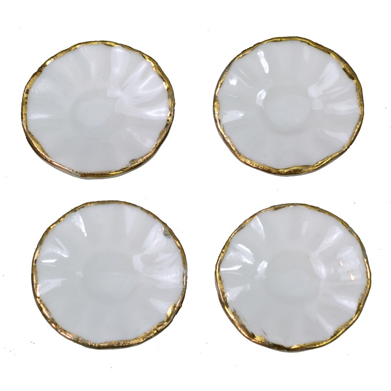 Set of 4 ceramic plates with border decorated with detail in