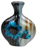 Decorative vase with flowers and embossed ornaments cm 28x10x34 h