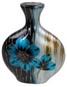 Decorative vase with flowers and embossed ornaments cm 28x10x34