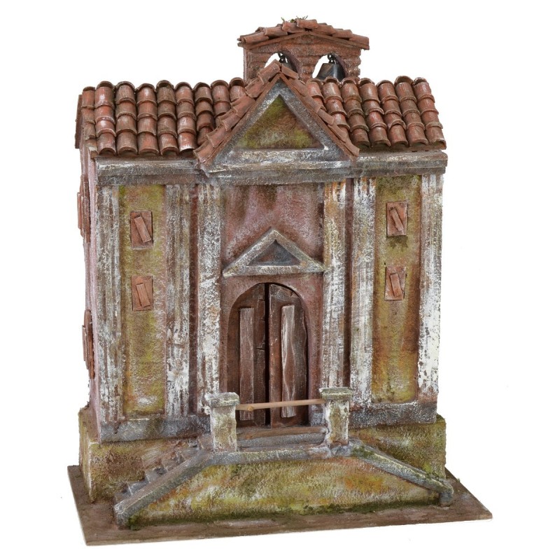 Church with bells and double staircase cm 34,5x20x22,5 h for