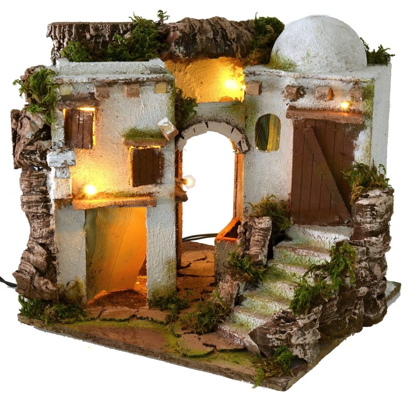 Casa árabe iluminada con fuente de 30x30x29,5 cm h