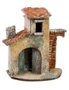 Single house with brick wall ruin 11x7x12.5 cm h